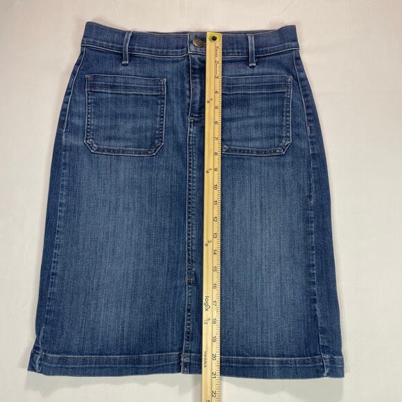 Ann Taylor Loft womens Knee Length Stretch Denim Jean Pencil Midi Skirt Size 4 - Picture 7 of 7